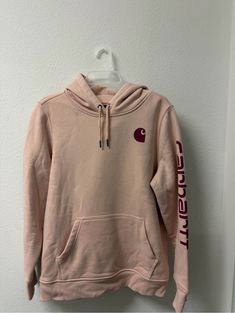 Carhartt Pink Pullover Hoodie with Maroon Logo